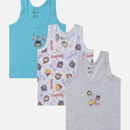 Bodycare Kids Infants Pack of 3 Assorted Printed Pure Cotton Basic Innervests-picture-16