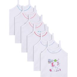 Bodycare Kids Girls Pack Of 6 White Printed Cotton Innerwear Vests-picture-37
