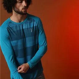 Campus Sutra Striped Henley Neck Dry Fit Running Sports T-shirt-picture-35