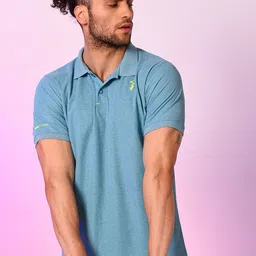 Campus Sutra Grey Polo Collar Dry-Fit Training T-shirt-picture-21