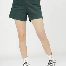 Tokyo Talkies Women Green Regular Shorts image 1