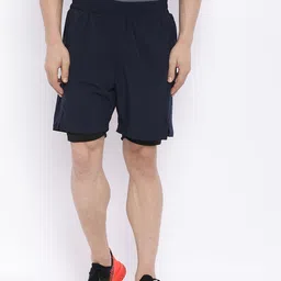 CHKOKKO Men Navy Blue Solid Regular Fit Shorts-picture-40