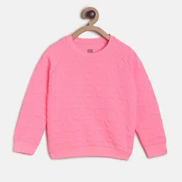 MINI KLUB Girls Pink Self-Design Sweatshirt image 1