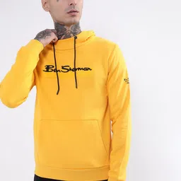 BEN SHERMAN Men Mustard Hooded Sweatshirt image 1