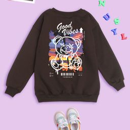 NUSYL Unisex Kids Brown Oversized Sweatshirt-picture-14