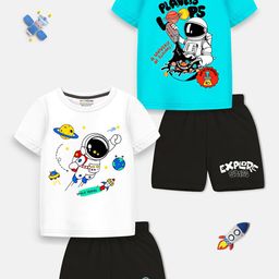 YK X Trampoline Kids Pack Of 2 Graphic Printed T-shirt With Shorts-picture-49