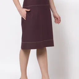 OFFICE & YOU A-Line Knee-Length Contrast Top Stitch Skirts image 5