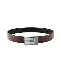 ZEVORA Men Textured Leather Reversible Belt image 5
