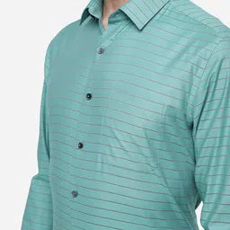 JADE BLUE Slim Fit Horizontal Striped Formal Shirt image 2