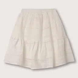 Blue Giraffe Girls Self Design Pure Cotton Tiered Skirt image 2