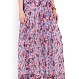 MINOS Printed Cotton Flared Maxi Skirt image 5