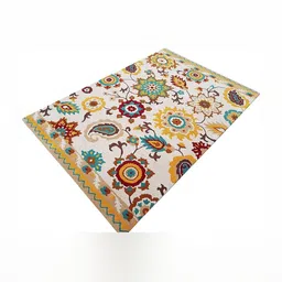 Safiya Carpet Beige & Red Ethnic Motifs Hand-Tufted Woollen Traditional Carpet image 3