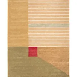 Safiya Carpet Beige & White Striped Woollen Carpet image 4