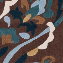 Safiya Carpet Brown Ethnic Motifs Printed Hand-Tufted Woollen Carpets image 2