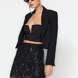 Trendyol Embellished Sequinned Straight Mini Skirt image 4