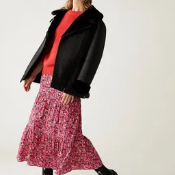 Marks & Spencer Floral Printed A-Line Midi Skirt image 4
