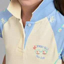 Beverly Hills Polo Club Girls Yellow & Blue Colourblocked Polo Collar T-shirt image 5