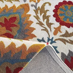 Safiya Carpet Beige & Red Floral Woollen Carpet image 4