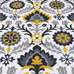 Safiya Carpet Grey & White Floral Woollen Carpet image 2