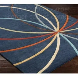 Safiya Carpet Navy Blue & Yellow Geometric Printed Hand-Tufted Woollen Carpet image 2