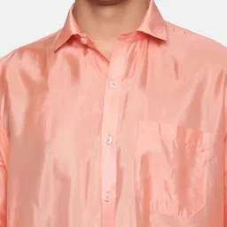 Sethukrishna Men Peach-Coloured & White Shirt With Dhoti Pants image 5