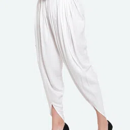 Clora Creation Women White Solid Dhoti Pants image 4