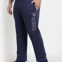 plusS Men Navy Blue Solid Track Pants image 2