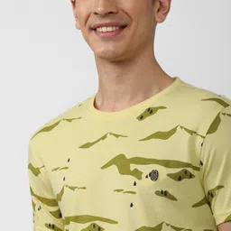 Peter England Casuals Men Yellow & Green Printed Slim Fit T-shirt image 3
