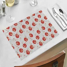 OASIS Red & White 5 Pieces Printed Cotton Table Mats with Runner image 2