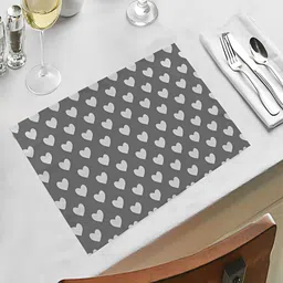 OASIS Grey & White 5 Pieces Printed Cotton Table Mats with Runner image 3