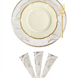 Kuber Industries Cream & Gold Toned 4 Pieces Floral Table Placemats image 4