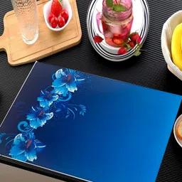 REVEXO Blue 6 Pieces Floral Printed Rectangular Table Placemats image 2