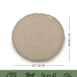 ANWYN Beige 6 Pieces Jute Cotton Round Table Placemats With Coasters image 4