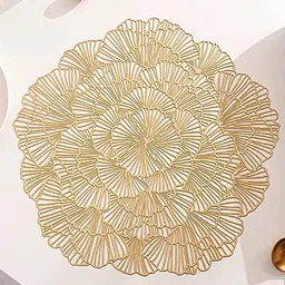 Dakshya Industries Yellow 2-Pieces Floral Round Table Placemats image 2