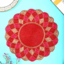 PURINA'S Cream & Red 2 Pieces Beaded Table Placemats image 5