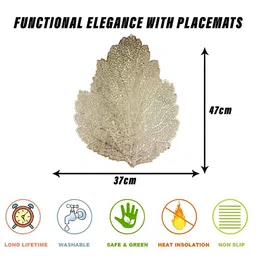 Kuber Industries Gold Toned 6 Pcs Patta Shape Table Placemats image 5