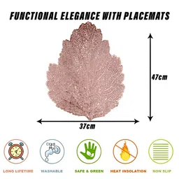 Kuber Industries Copper Toned 6 Pcs Patta Shape Table Placemats image 4