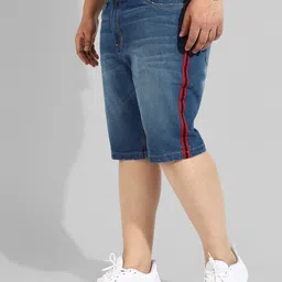 Instafab Plus Men Blue Washed Denim Outdoor Denim Shorts image 3