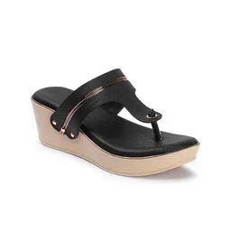 Mast & Harbour Black Open Toe Wedge Heels image 5