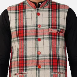 Vastraa Fusion Checked Woolen Nehru Jackets image 5