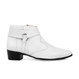 Bxxy Men Mid Top Block Heel Elevator Formal Boots With Buckle Detail image 2