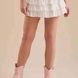 lulu & sky Women Solid Straight White Skirt-picture-11