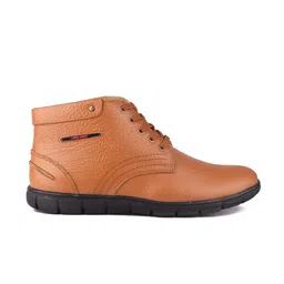 Red Chief Men Tan Brown Solid Leather Mid-Top Flat Boots image 2