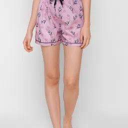 FashionRack Women Navy Blue & Pink Set of 2 Printed Lounge Shorts image 2