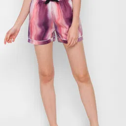 FashionRack Pack of 2 Women Pink & Purple Printed Lounge Shorts image 2