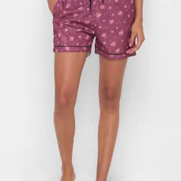 FashionRack Women Green & Purple Set Of 2 Printed Lounge Shorts image 2