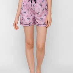 FashionRack Women Pink & Purple Pack Of 2 Printed Lounge Shorts image 2