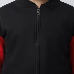 Rute Boys Black& Red Fleece Henley Collar Sweatshirt image 2