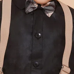 Aj DEZInES Boys Checked Shirt with Shorts Cap & Suspenders Clothing Set image 2