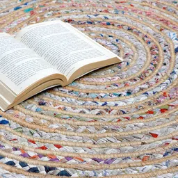 Art Avenue Maze White & Beige Textured Round Jute Rug image 2